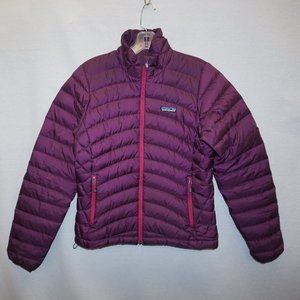 PATAGONIA packable down puffer jacket XS purple pink  zip pockets  B-26